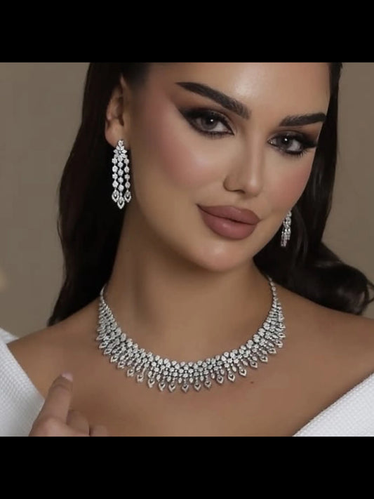 طقم زفاف كامل من الأحجار باللون الأبيض